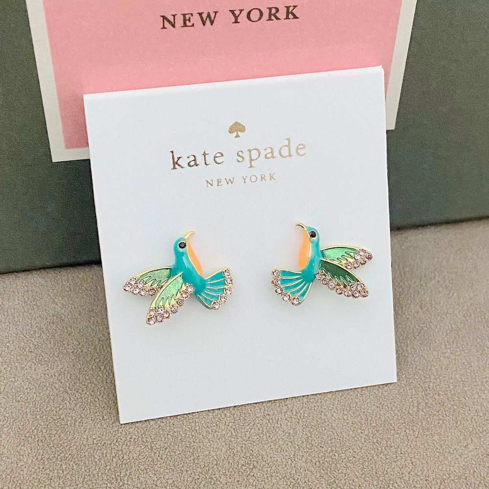 kate spade Enamel Pave Diamond Hummingbird Soaring Earrings